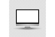 Realistic computer monitor isolated on transparent background.