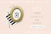 Hand drawn heart, crown, princess