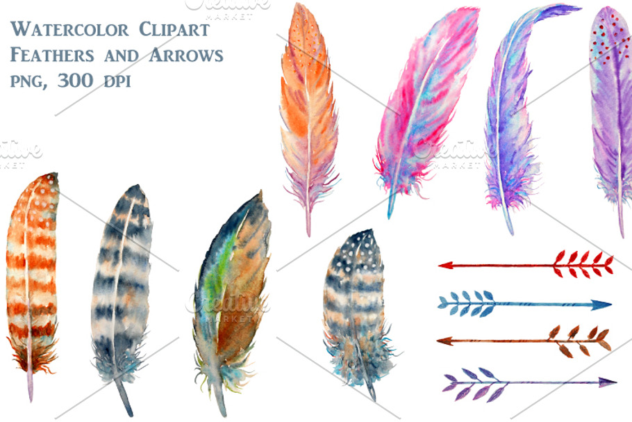 Watercolor Feathers Clipart