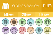50 Clothes & Fashion Low Poly Icons 