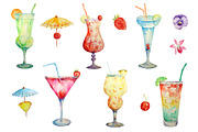 Hand painted watercolour cocktails