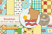 Breakfast Digital Papers & Clipart
