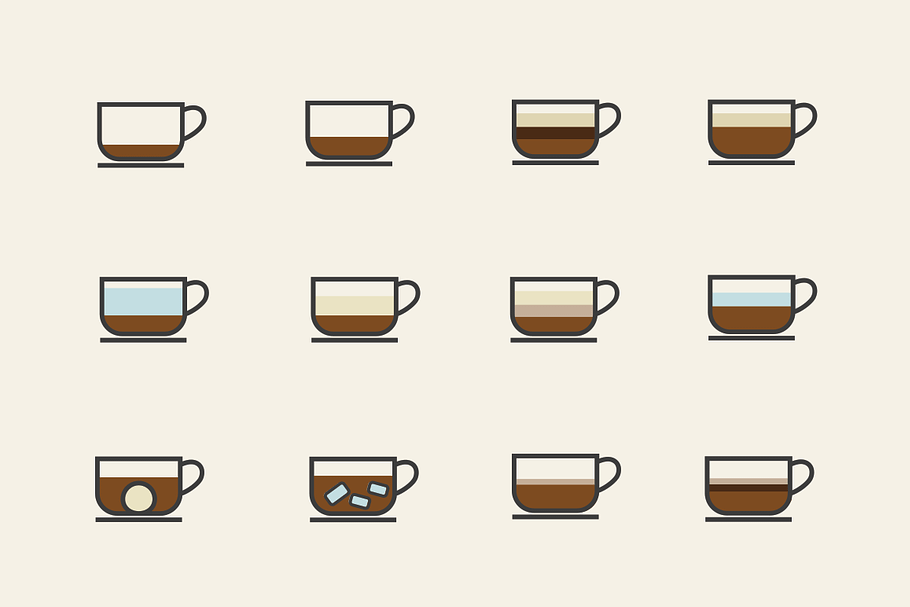 12 Coffee Type Icons