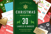Christmas 30 labels and badges