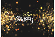 Christmas background with lights gold bokeh.