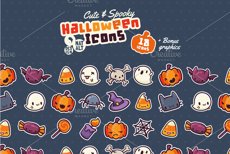 Cute & Spooky Halloween Icons in Kawaii Emoticons - product preview 8