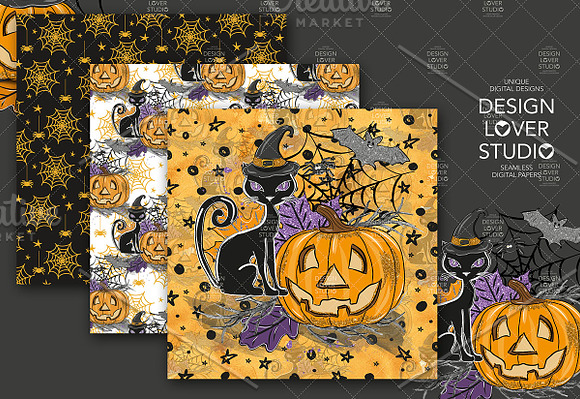 Happy Halloween digital paper pack in Patterns - product preview 1
