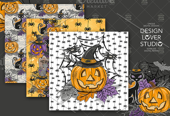 Happy Halloween digital paper pack in Patterns - product preview 2