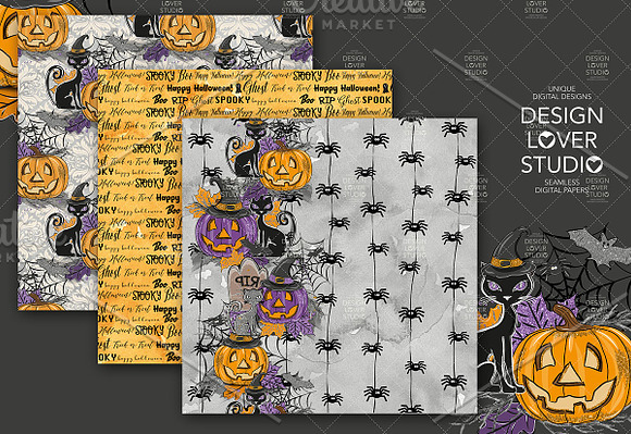 Happy Halloween digital paper pack in Patterns - product preview 3