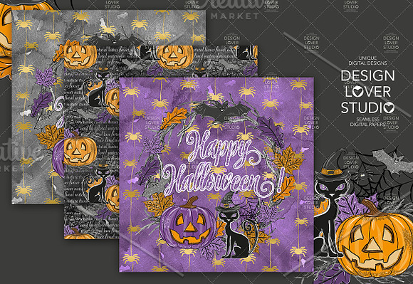 Happy Halloween digital paper pack in Patterns - product preview 5