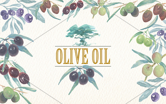 Watercolor olive oil clipart in Illustrations - product preview 2