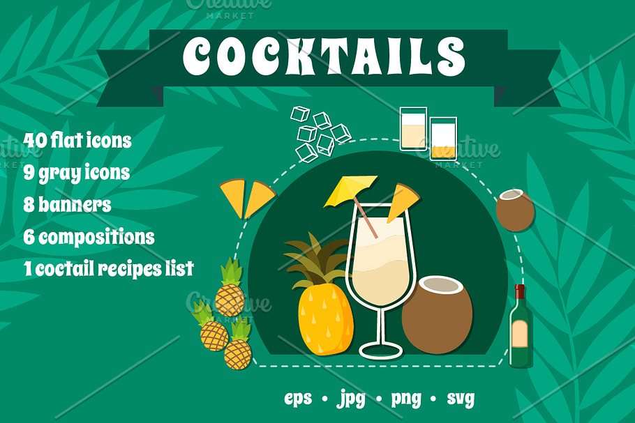 Cocktail Flat Set in Graphics - product preview 8