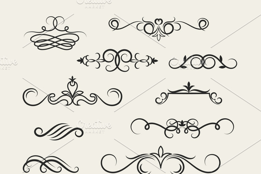 Flourish scroll design elements in Illustrations - product preview 8