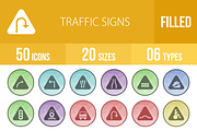 50 Traffic Signs Low Poly B/G Icons
