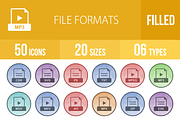 50 File Formats Low Poly B/G Icons