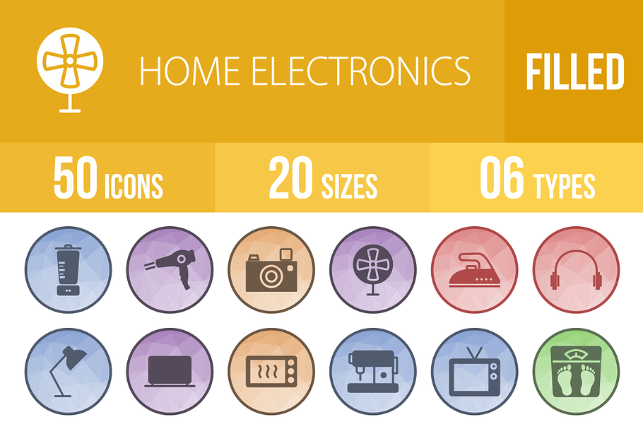 50 Home Electronics Low Poly Icons in Graphics - product preview 8