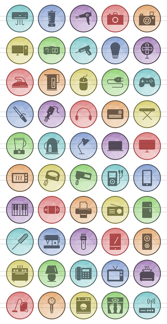 50 Home Electronics Low Poly Icons in Graphics - product preview 1