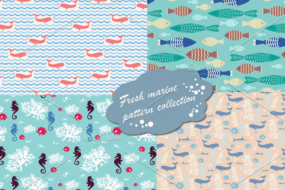 Marine patterns with fish in Patterns - product preview 8