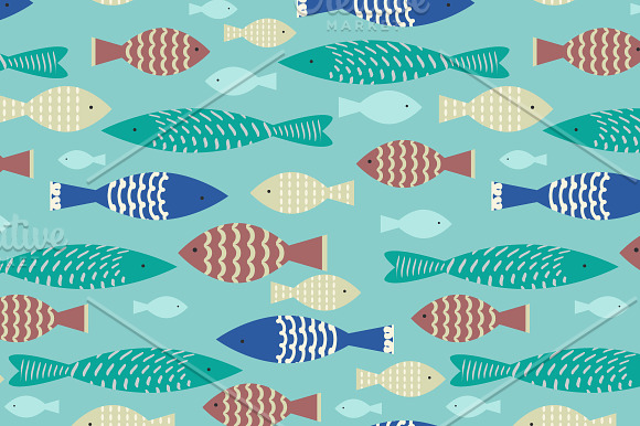 Marine patterns with fish in Patterns - product preview 2