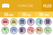 50 Furniture Low Poly B/G Icons
