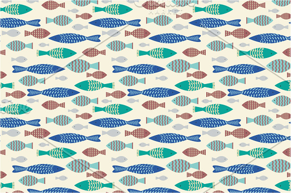 Marine patterns with fish in Patterns - product preview 4