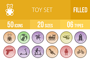50 Toy Set Low Poly B/G Icons