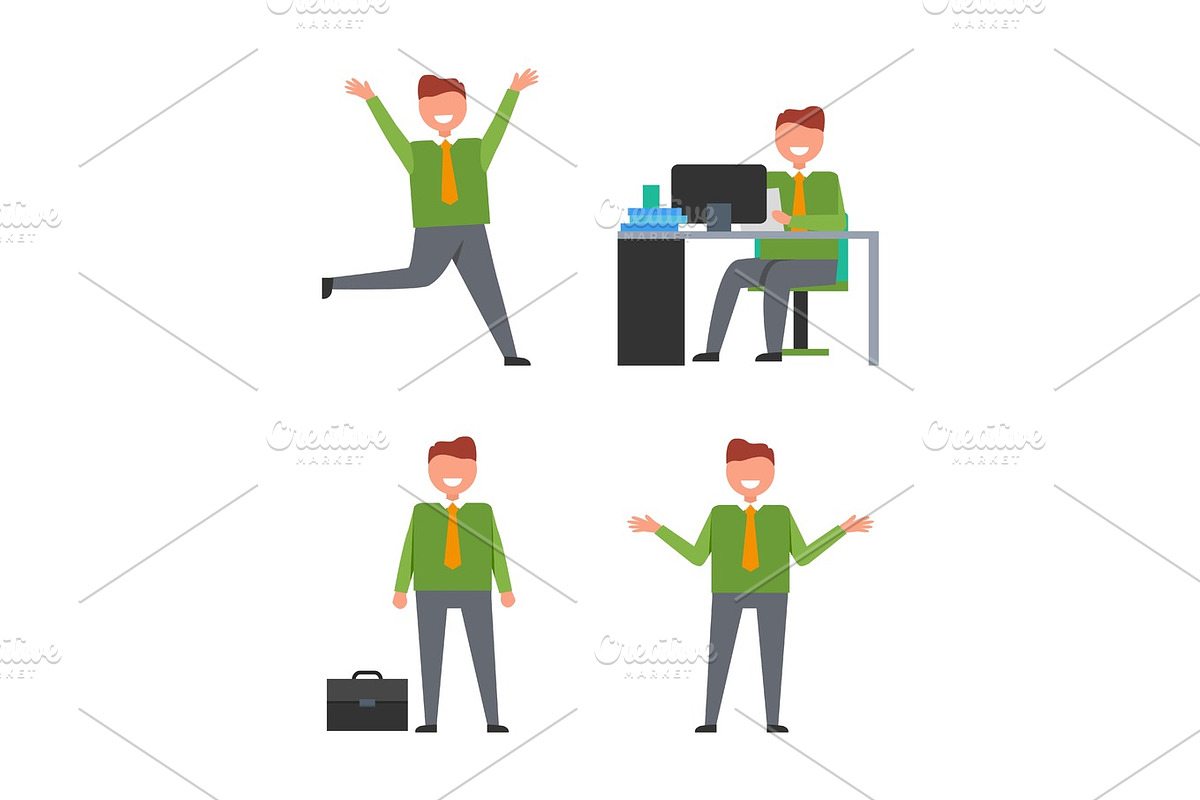 Icons with Office Worker Vector Illustration in Illustrations - product preview 8