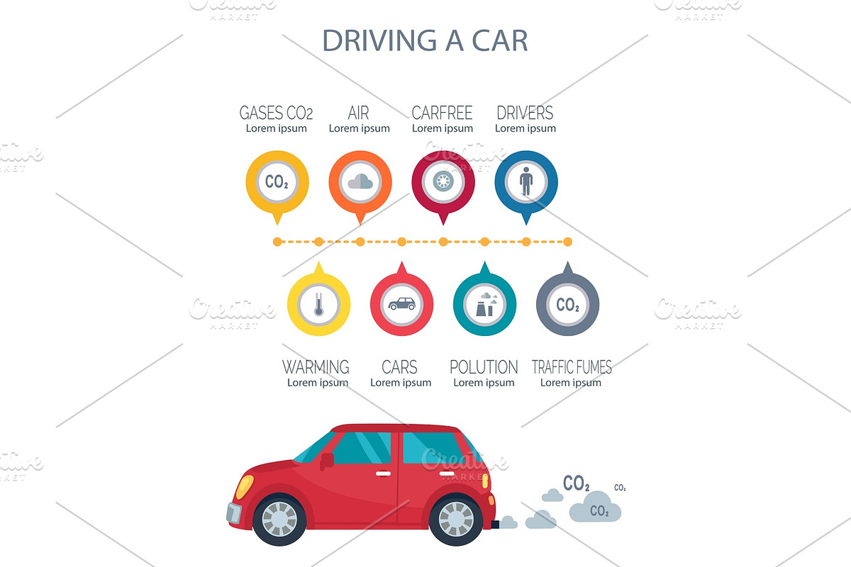 Driving a Car Poster Vector Illustration on White in Illustrations - product preview 8