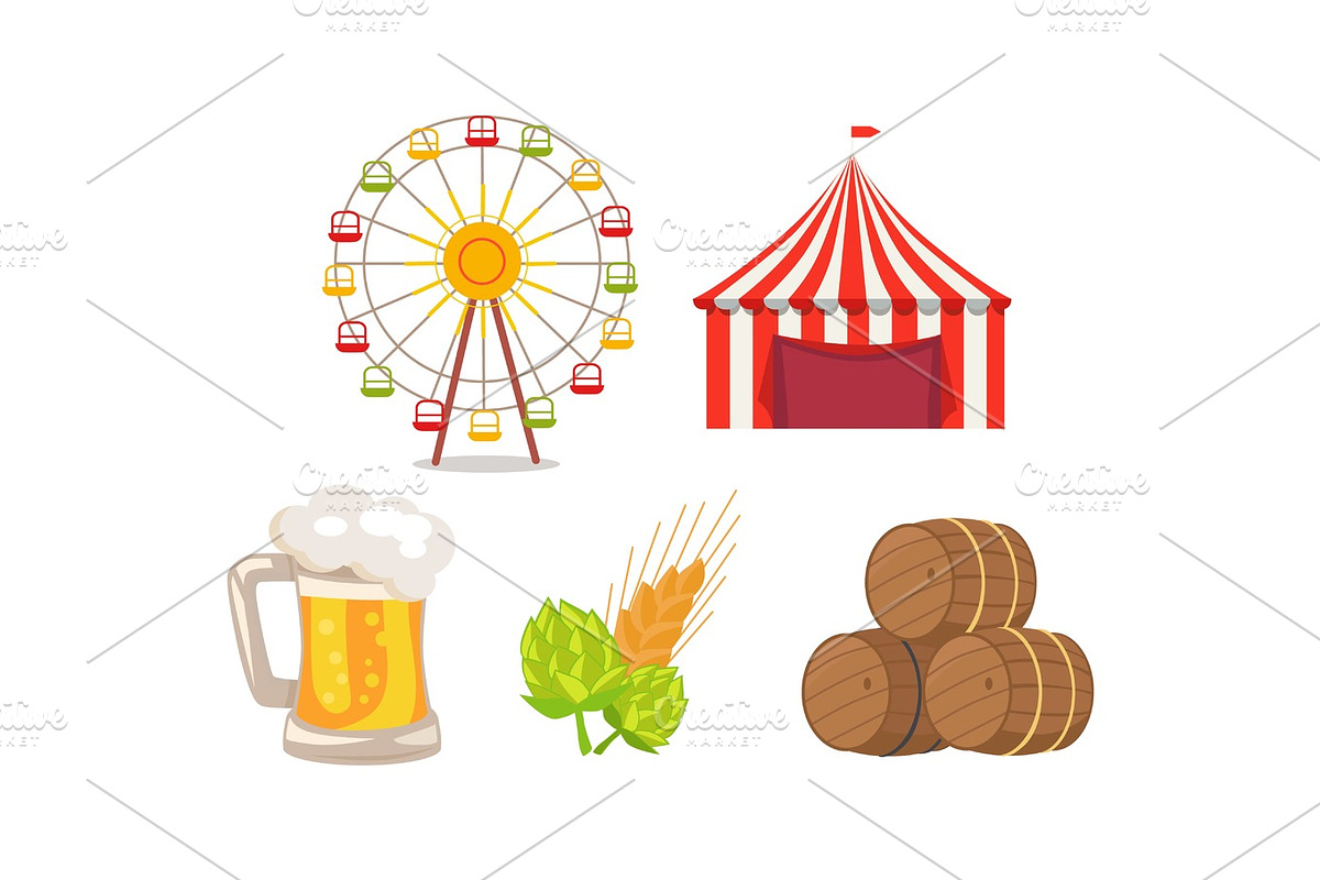 Five Icons at Oktoberfest Vector Illustration in Illustrations - product preview 8