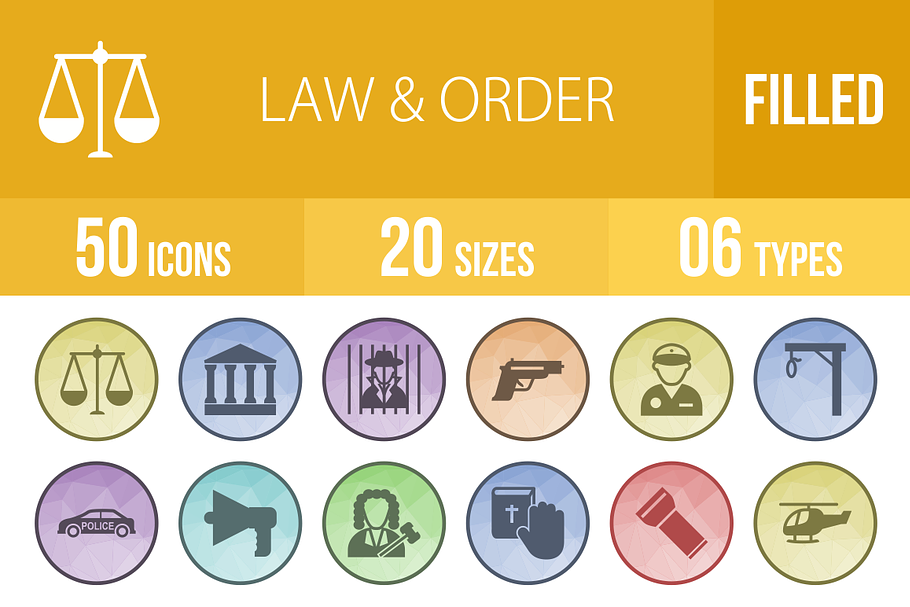 50 Law & Order Low Poly Icons in Graphics - product preview 8