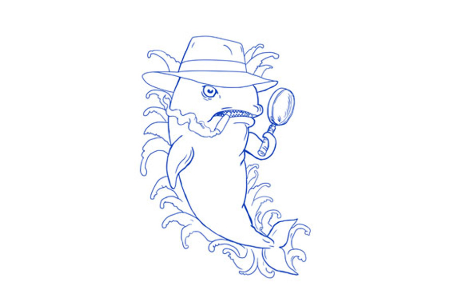Detective Orca Killer Whale Drawing in Illustrations - product preview 8