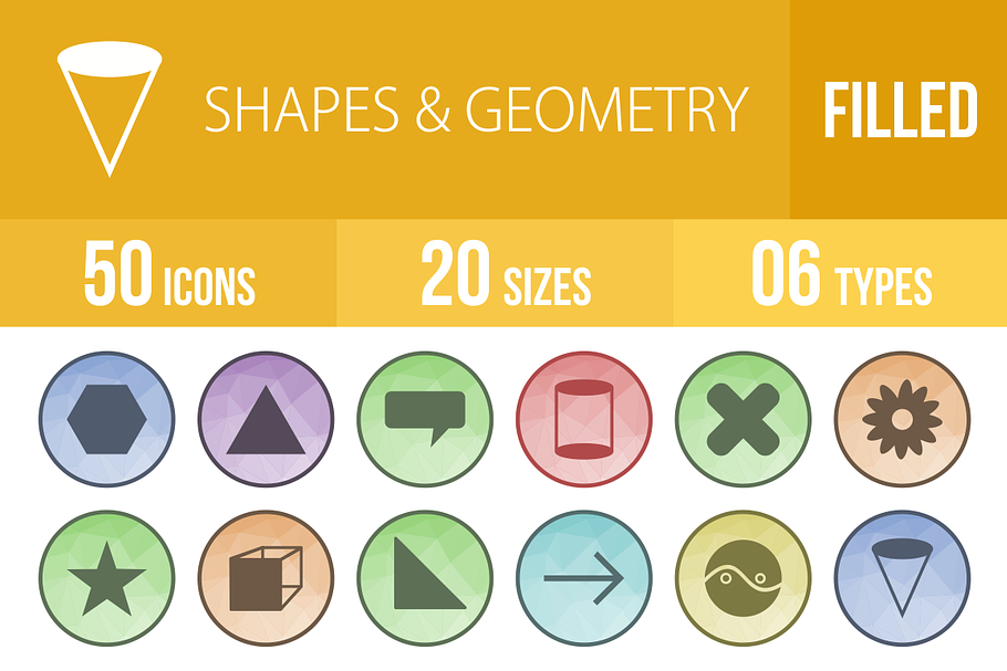 50 Shapes & Geometry Low Poly  Icons in Graphics - product preview 8