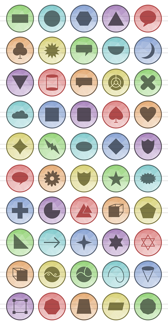50 Shapes & Geometry Low Poly  Icons in Graphics - product preview 1