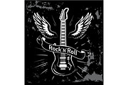 Rock'n'roll Guitar and Wings Vector Illustration