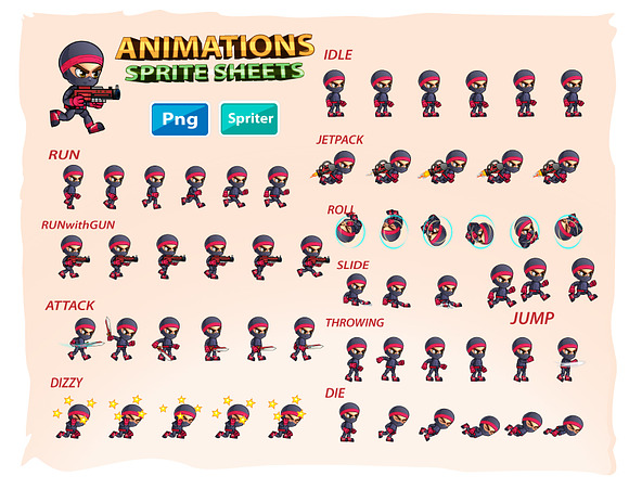 Ninja 2D Game Character Sprites in Illustrations - product preview 1