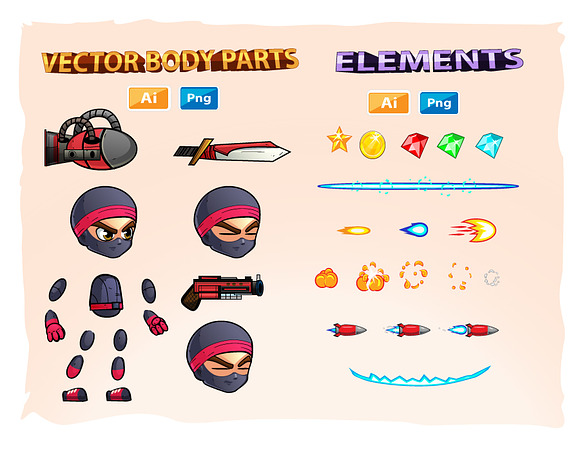 Ninja 2D Game Character Sprites in Illustrations - product preview 2