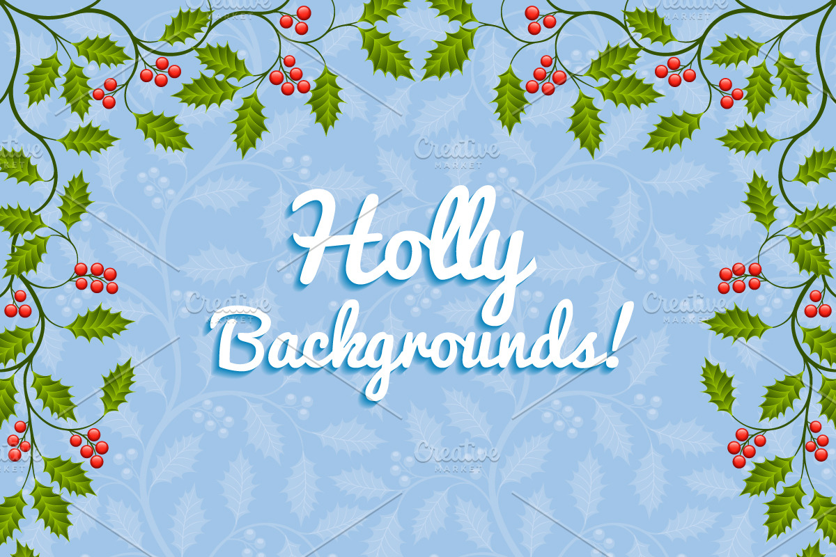 Floral Backgrounds with Holly in Illustrations - product preview 8