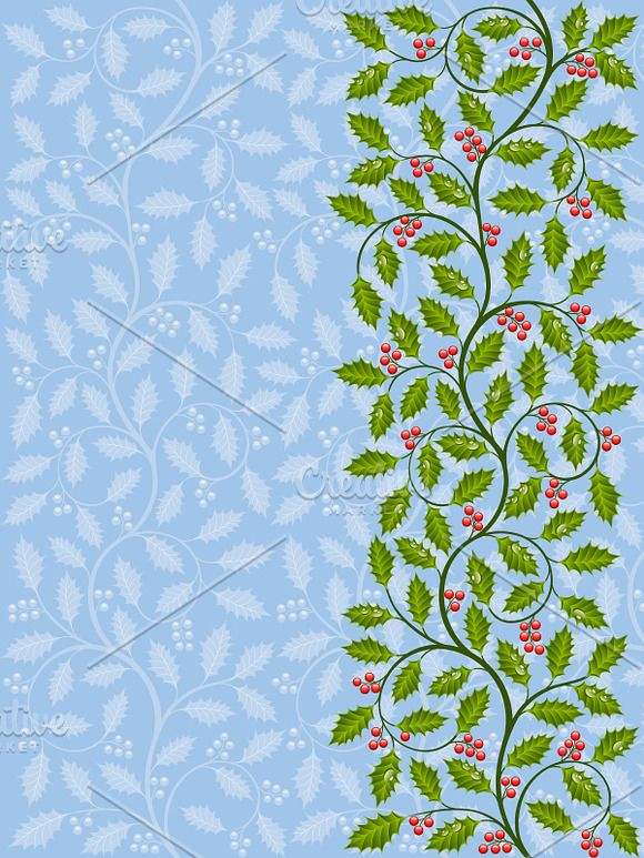 Floral Backgrounds with Holly in Illustrations - product preview 2