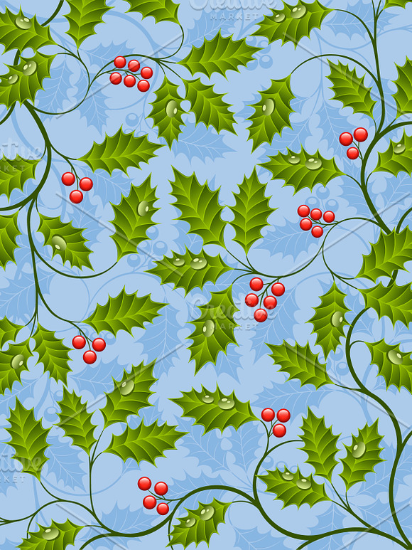 Floral Backgrounds with Holly in Illustrations - product preview 3