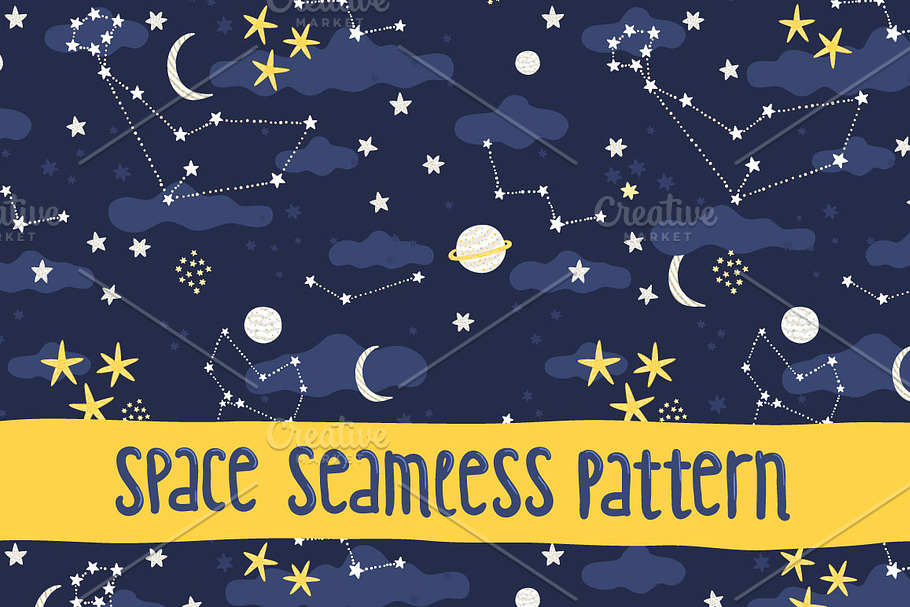 Space seamless pattern in Patterns - product preview 8