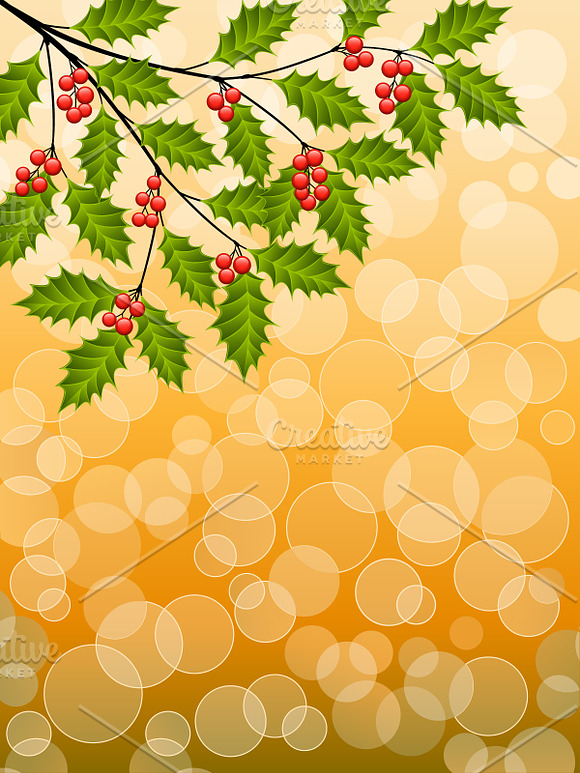 Floral Backgrounds with Holly in Illustrations - product preview 6