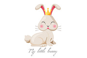 My little bunny girl cute princess vector in gold crown