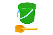 Bucket and spade put together on vector illustration