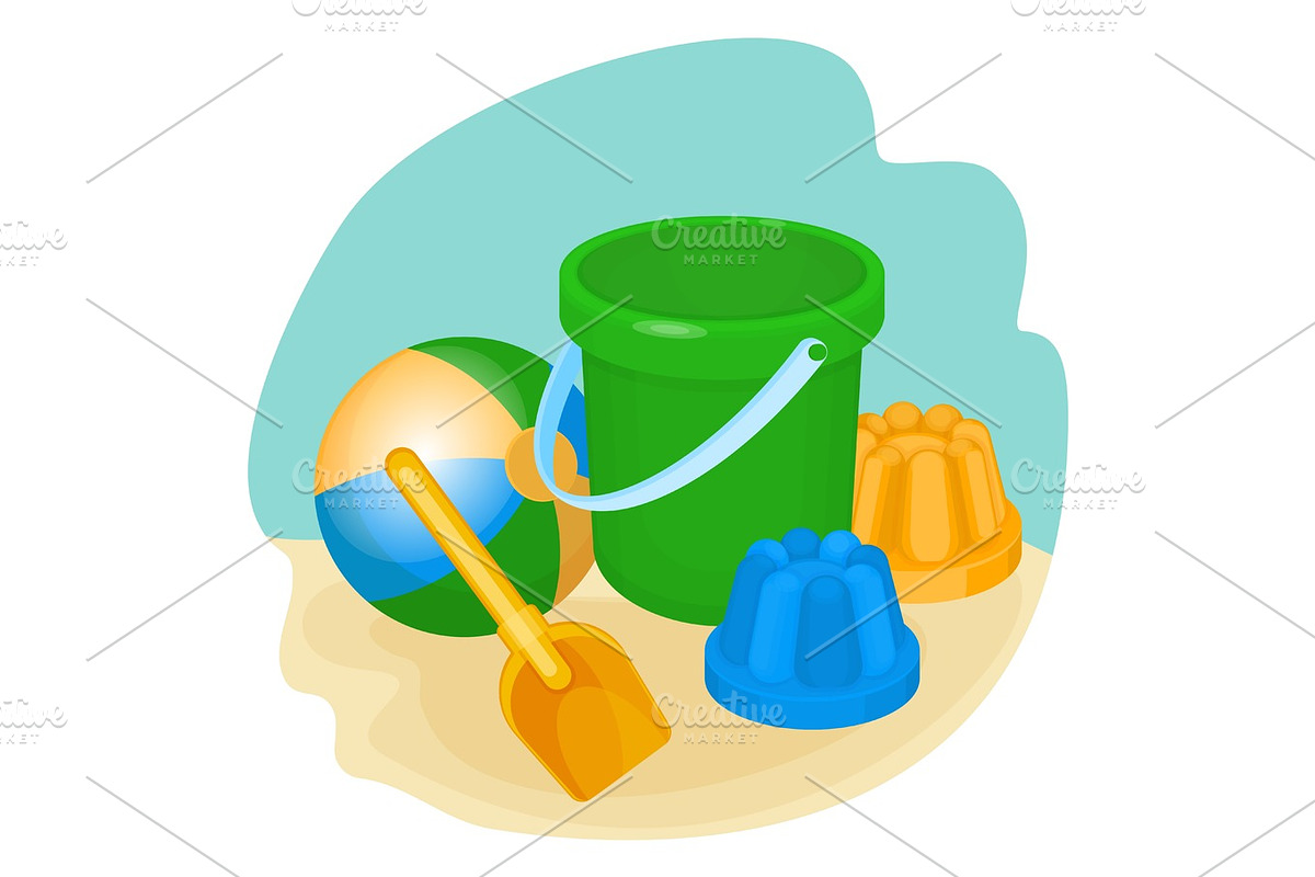 Childrens toys and supplies for games vector illustration in Objects - product preview 8