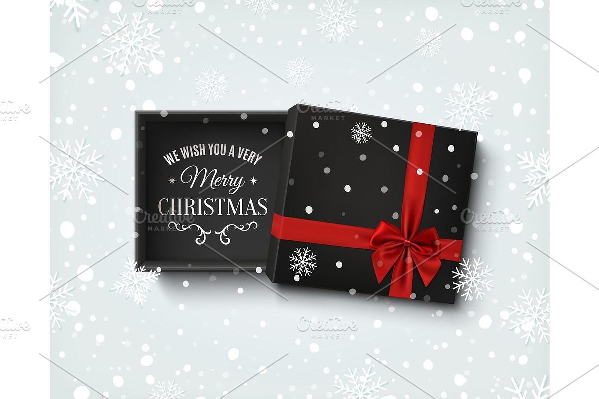 Merry Christmas design. Gift box with on winter background. in Objects - product preview 8