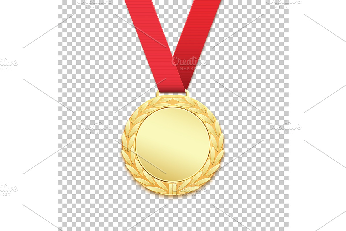 Gold medal isolated on transparent background. in Objects - product preview 8