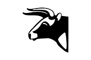 Bull head black silhouette realistic icon aggressive male of cow