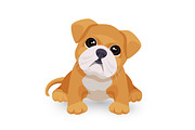 Bulldog puppy cute toy in white and beige color vector