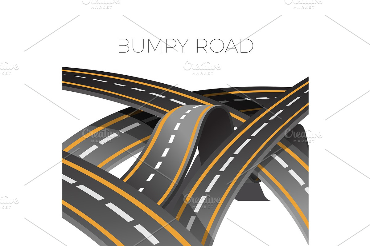 Bumpy road icon uneven dangerous wave path with marking vector in Illustrations - product preview 8