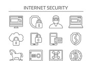 Internet Security Linear Icon Set